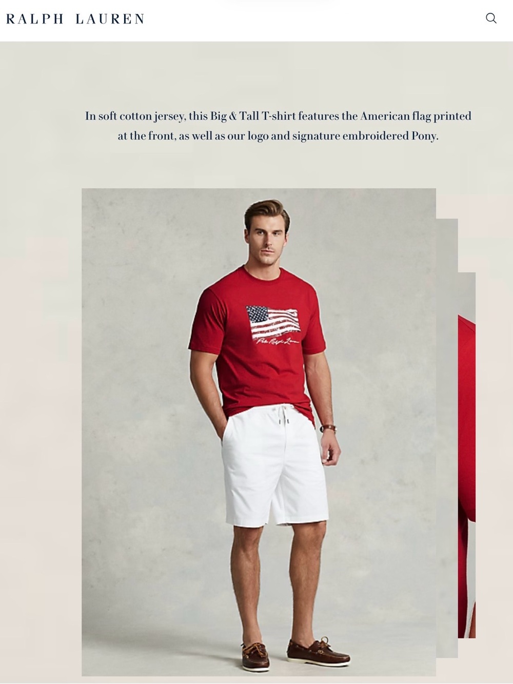 Polo Ralph Lauren Big & Tall Red American Flag Graphic T-Shirt 4XLT
